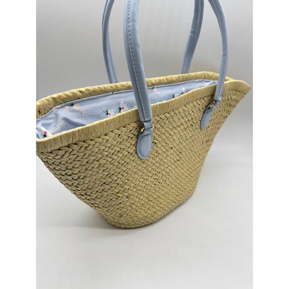 Macy's On 34th Isabellaa straw drawstring large beach tote - Light blue/Natural - Picture 9 of 10